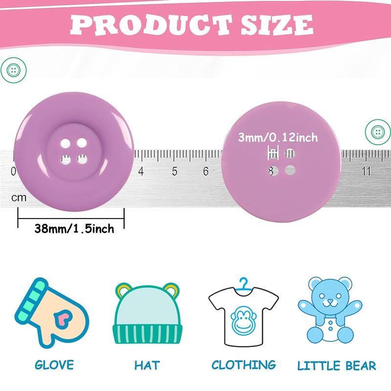 YAKA 50pcs 4 Holes Round Sewing Resin Buttons1.5inch/38mm in Bulk for Environmental Sewing Fasteners Scrapbooking DIY Sewing Tailor Crafts Coats Clothe Amethyst - Image 2